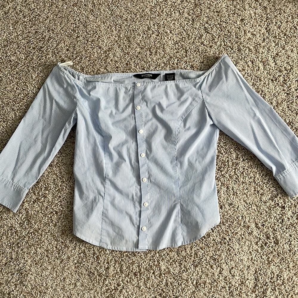 Express off the shoulder button up